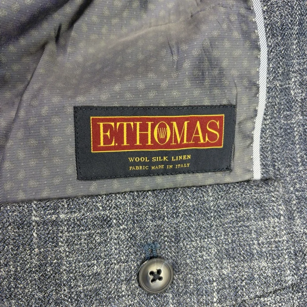 Joseph Abboud Indigo Blue E.THOMAS Wool Silk Linen Chambray Blue Blazer Mens 40R
